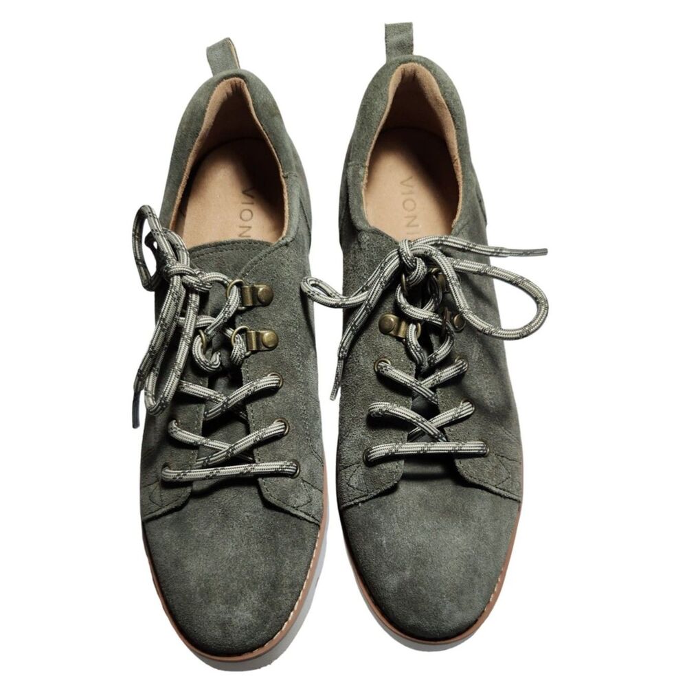 NWOT Vionic Ballari Olive Green Suede Lace-Up Oxford Loafers Women's Size 9